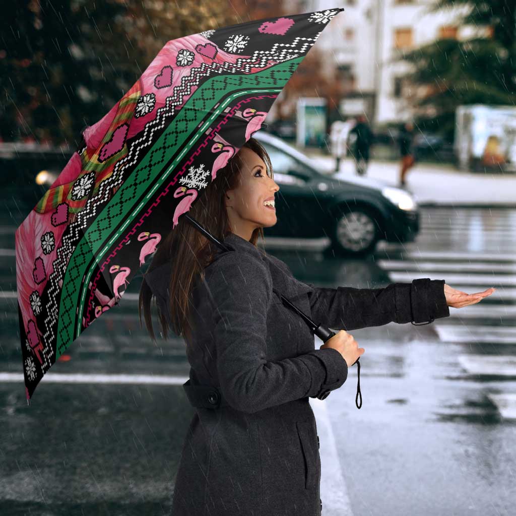 Flamingo Couple Christmas Umbrella Xmas Holiday Patterns - Wonder Print Shop