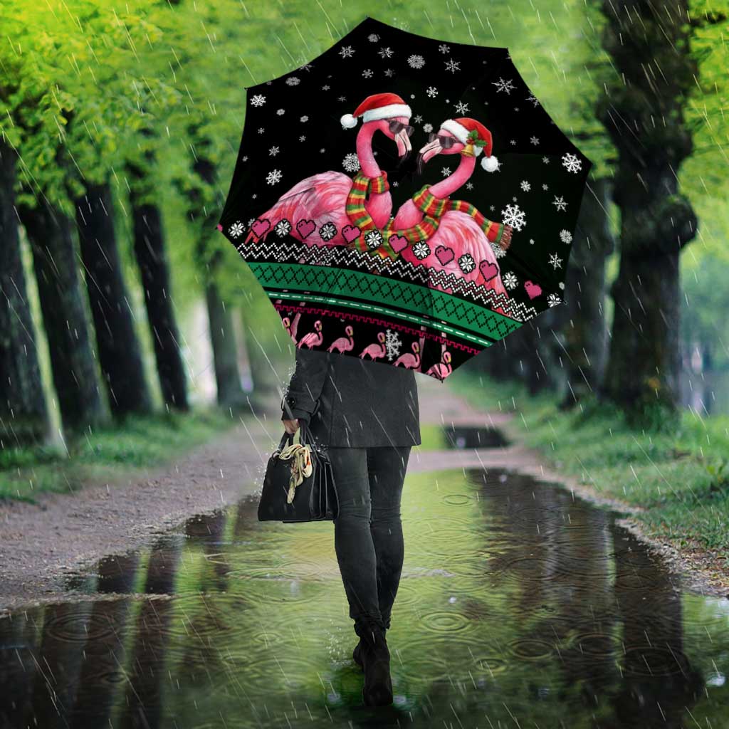 Flamingo Couple Christmas Umbrella Xmas Holiday Patterns - Wonder Print Shop