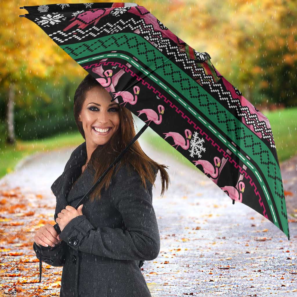 Flamingo Couple Christmas Umbrella Xmas Holiday Patterns - Wonder Print Shop