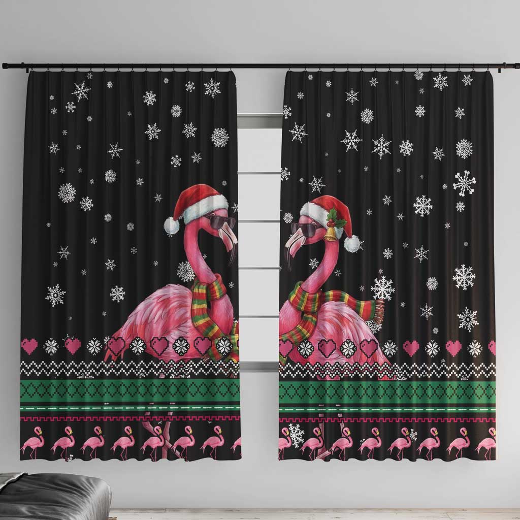Flamingo Couple Christmas Window Curtain Xmas Holiday Patterns - Wonder Print Shop