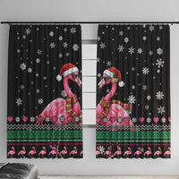Flamingo Couple Christmas Window Curtain Xmas Holiday Patterns - Wonder Print Shop