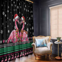 Flamingo Couple Christmas Window Curtain Xmas Holiday Patterns - Wonder Print Shop