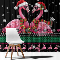 Flamingo Couple Christmas Window Curtain Xmas Holiday Patterns - Wonder Print Shop