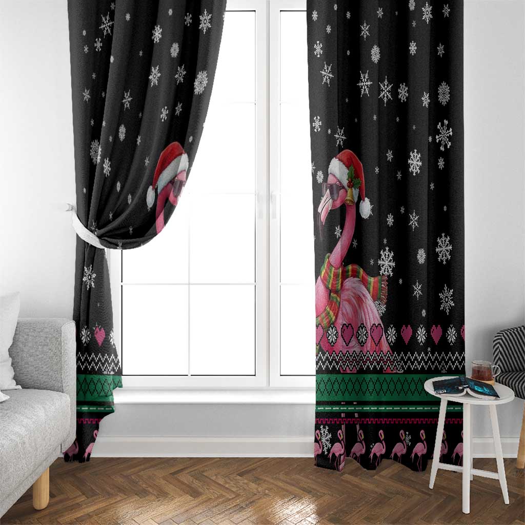 Flamingo Couple Christmas Window Curtain Xmas Holiday Patterns - Wonder Print Shop