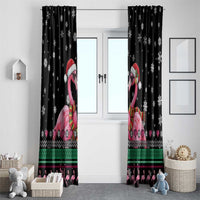Flamingo Couple Christmas Window Curtain Xmas Holiday Patterns - Wonder Print Shop