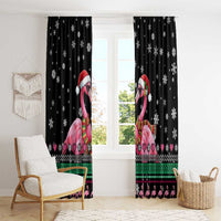 Flamingo Couple Christmas Window Curtain Xmas Holiday Patterns - Wonder Print Shop