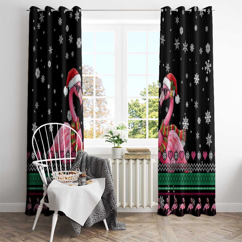 Flamingo Couple Christmas Window Curtain Xmas Holiday Patterns - Wonder Print Shop