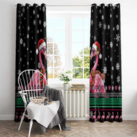 Flamingo Couple Christmas Window Curtain Xmas Holiday Patterns - Wonder Print Shop