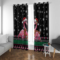 Flamingo Couple Christmas Window Curtain Xmas Holiday Patterns - Wonder Print Shop