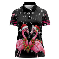 Flamingo Couple Christmas Women Polo Shirt Xmas Holiday Patterns - Wonder Print Shop