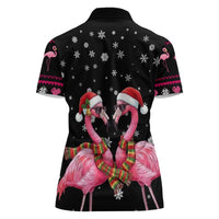 Flamingo Couple Christmas Women Polo Shirt Xmas Holiday Patterns - Wonder Print Shop