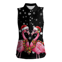 Flamingo Couple Christmas Women Sleeveless Polo Shirt Xmas Holiday Patterns - Wonder Print Shop