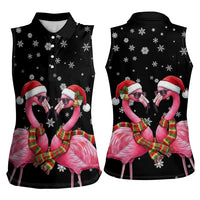Flamingo Couple Christmas Women Sleeveless Polo Shirt Xmas Holiday Patterns - Wonder Print Shop