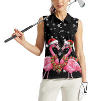 Flamingo Couple Christmas Women Sleeveless Polo Shirt Xmas Holiday Patterns - Wonder Print Shop