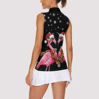 Flamingo Couple Christmas Women Sleeveless Polo Shirt Xmas Holiday Patterns - Wonder Print Shop