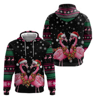 Flamingo Couple Christmas Zip Hoodie Xmas Holiday Patterns - Wonder Print Shop
