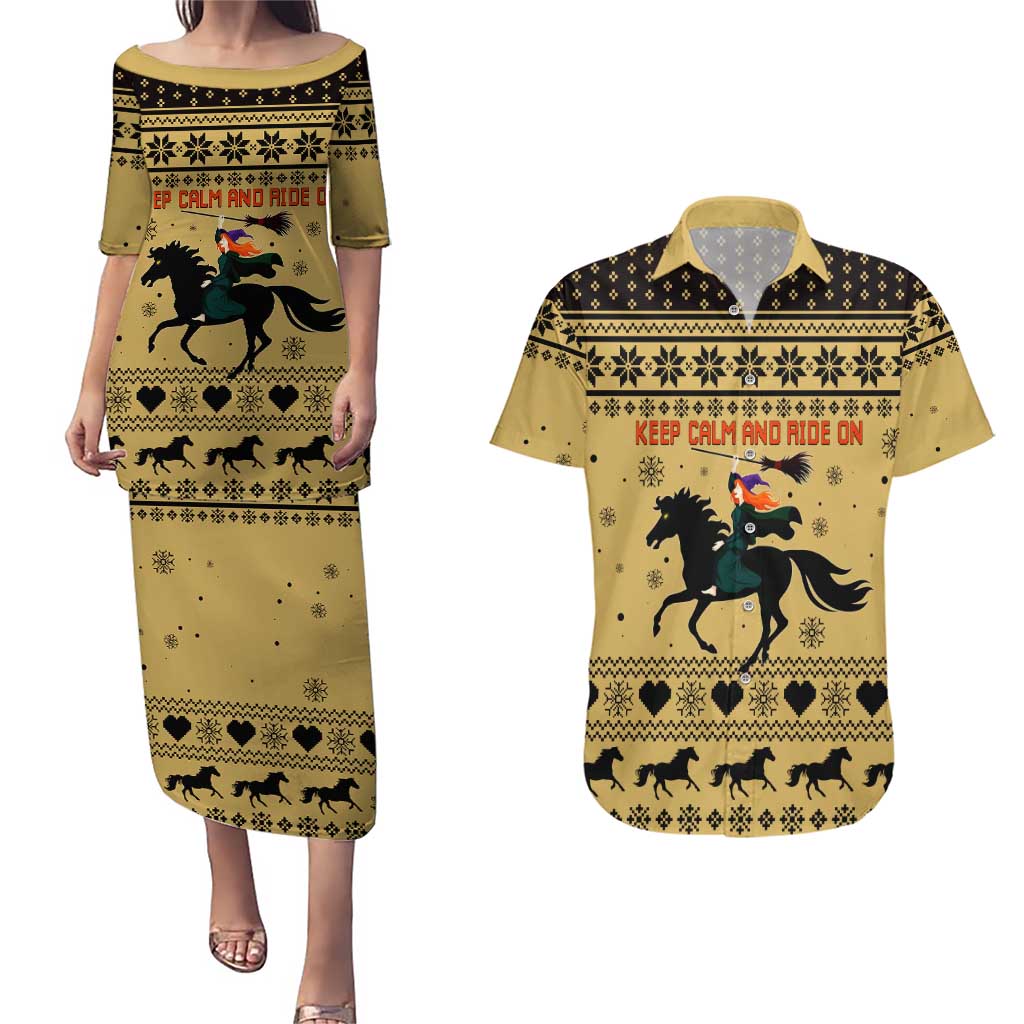 Horse Lover Christmas Christmas Couples Matching Puletasi and Hawaiian Shirt Xmas Holiday Patterns - Wonder Print Shop