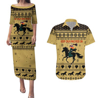 Horse Lover Christmas Christmas Couples Matching Puletasi and Hawaiian Shirt Xmas Holiday Patterns - Wonder Print Shop