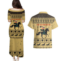 Horse Lover Christmas Christmas Couples Matching Puletasi and Hawaiian Shirt Xmas Holiday Patterns - Wonder Print Shop