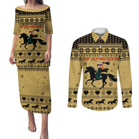 Horse Lover Christmas Christmas Couples Matching Puletasi and Long Sleeve Button Shirt Xmas Holiday Patterns - Wonder Print Shop