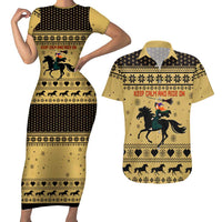 Horse Lover Christmas Christmas Couples Matching Short Sleeve Bodycon Dress and Hawaiian Shirt Xmas Holiday Patterns - Wonder Print Shop