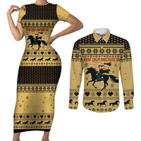 Horse Lover Christmas Christmas Couples Matching Short Sleeve Bodycon Dress and Long Sleeve Button Shirt Xmas Holiday Patterns - Wonder Print Shop