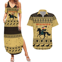 Horse Lover Christmas Christmas Couples Matching Summer Maxi Dress and Hawaiian Shirt Xmas Holiday Patterns - Wonder Print Shop