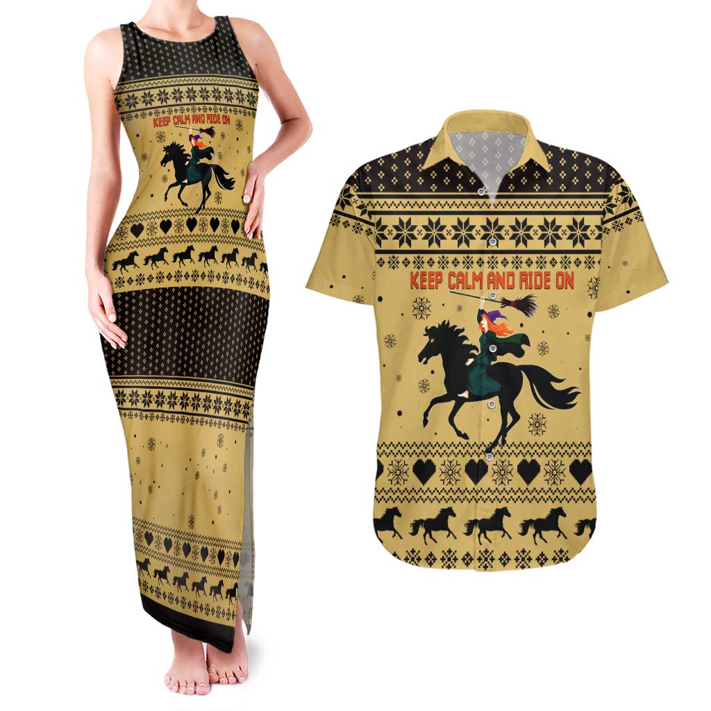 Horse Lover Christmas Christmas Couples Matching Tank Maxi Dress and Hawaiian Shirt Xmas Holiday Patterns - Wonder Print Shop