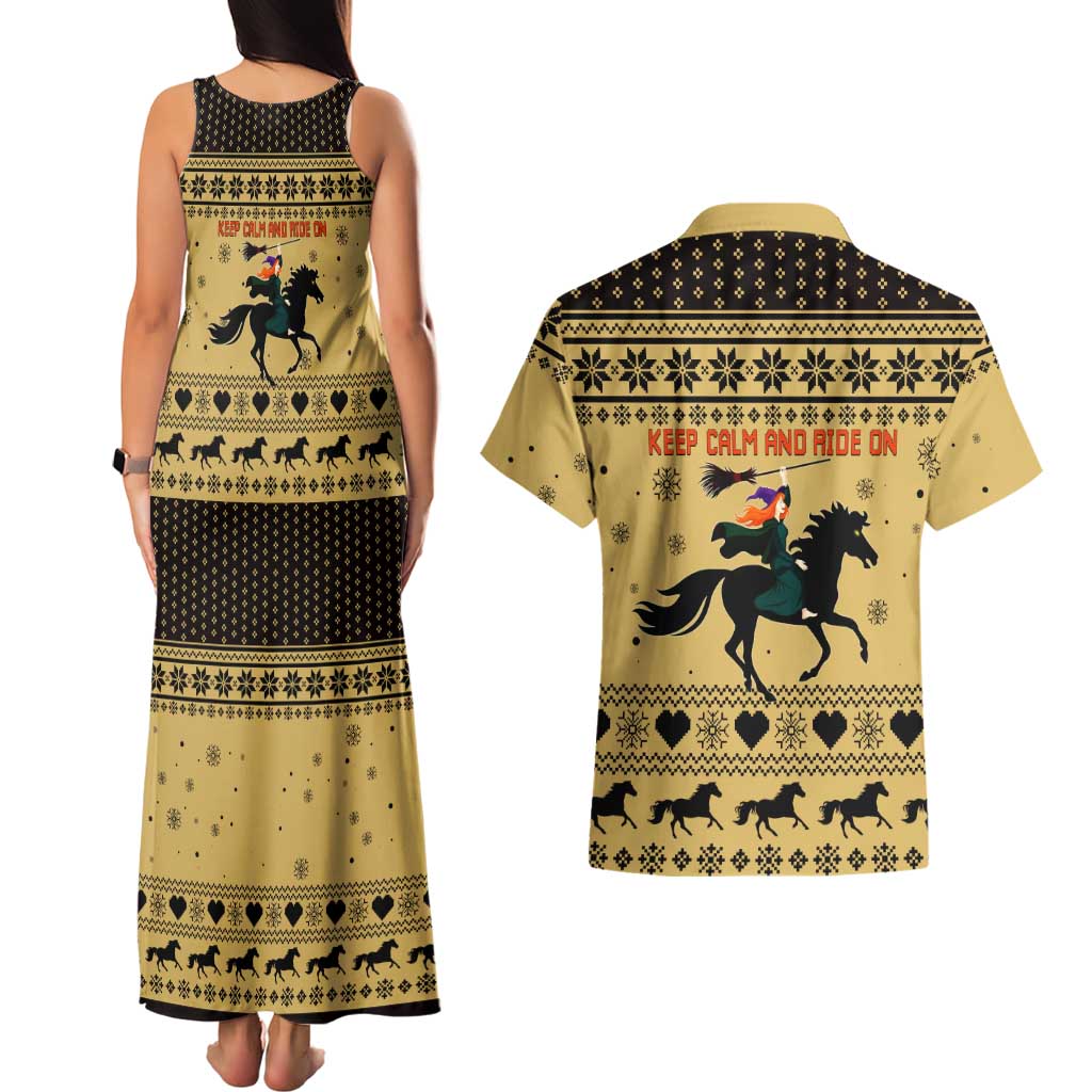 Horse Lover Christmas Christmas Couples Matching Tank Maxi Dress and Hawaiian Shirt Xmas Holiday Patterns - Wonder Print Shop