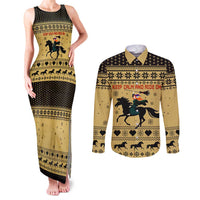 Horse Lover Christmas Christmas Couples Matching Tank Maxi Dress and Long Sleeve Button Shirt Xmas Holiday Patterns - Wonder Print Shop
