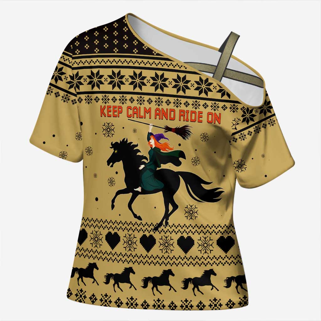 Horse Lover Christmas Christmas Cross Shoulder Shirt Xmas Holiday Patterns - Wonder Print Shop