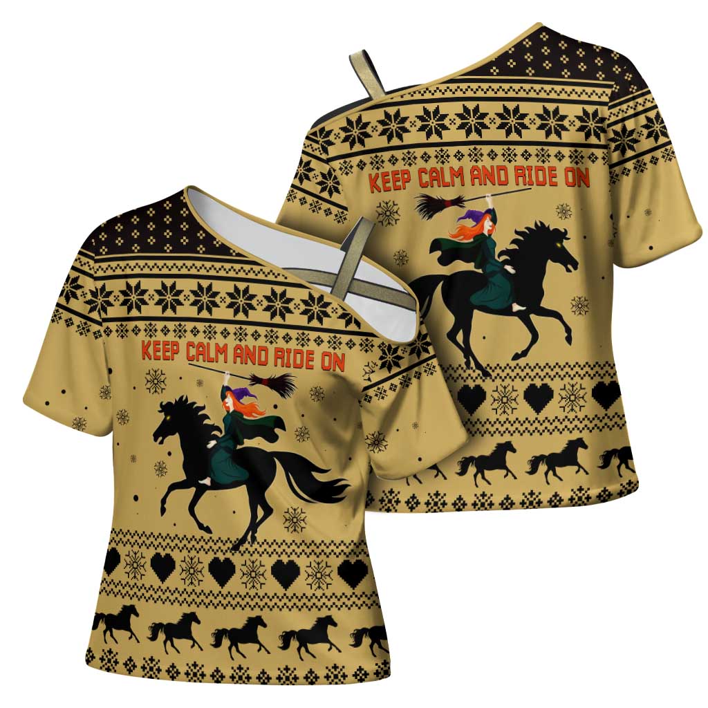 Horse Lover Christmas Christmas Cross Shoulder Shirt Xmas Holiday Patterns - Wonder Print Shop