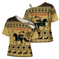 Horse Lover Christmas Christmas Cross Shoulder Shirt Xmas Holiday Patterns - Wonder Print Shop