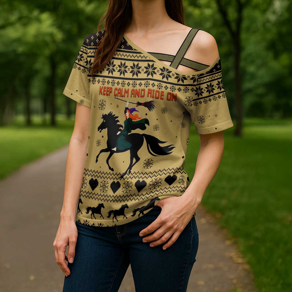 Horse Lover Christmas Christmas Cross Shoulder Shirt Xmas Holiday Patterns - Wonder Print Shop