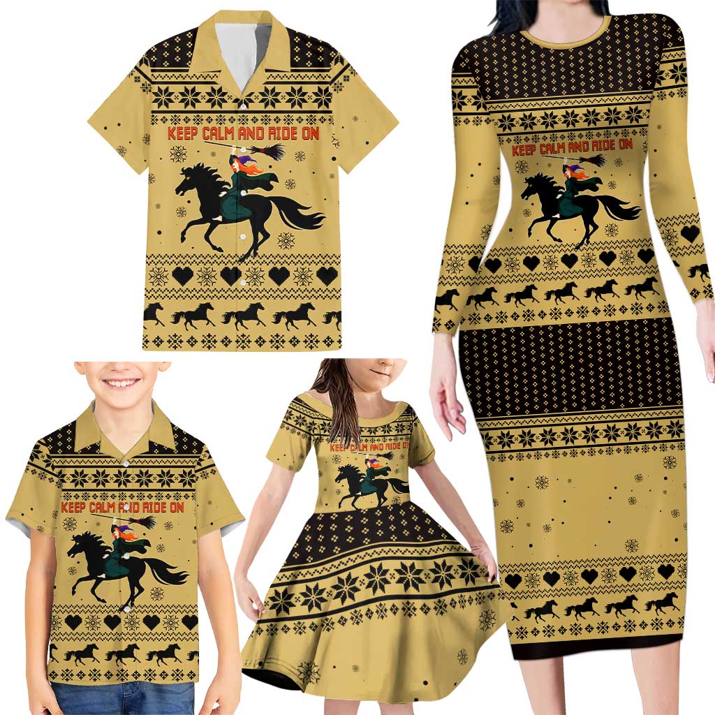 Horse Lover Christmas Christmas Family Matching Long Sleeve Bodycon Dress and Hawaiian Shirt Xmas Holiday Patterns - Wonder Print Shop