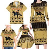 Horse Lover Christmas Christmas Family Matching Long Sleeve Bodycon Dress and Hawaiian Shirt Xmas Holiday Patterns - Wonder Print Shop