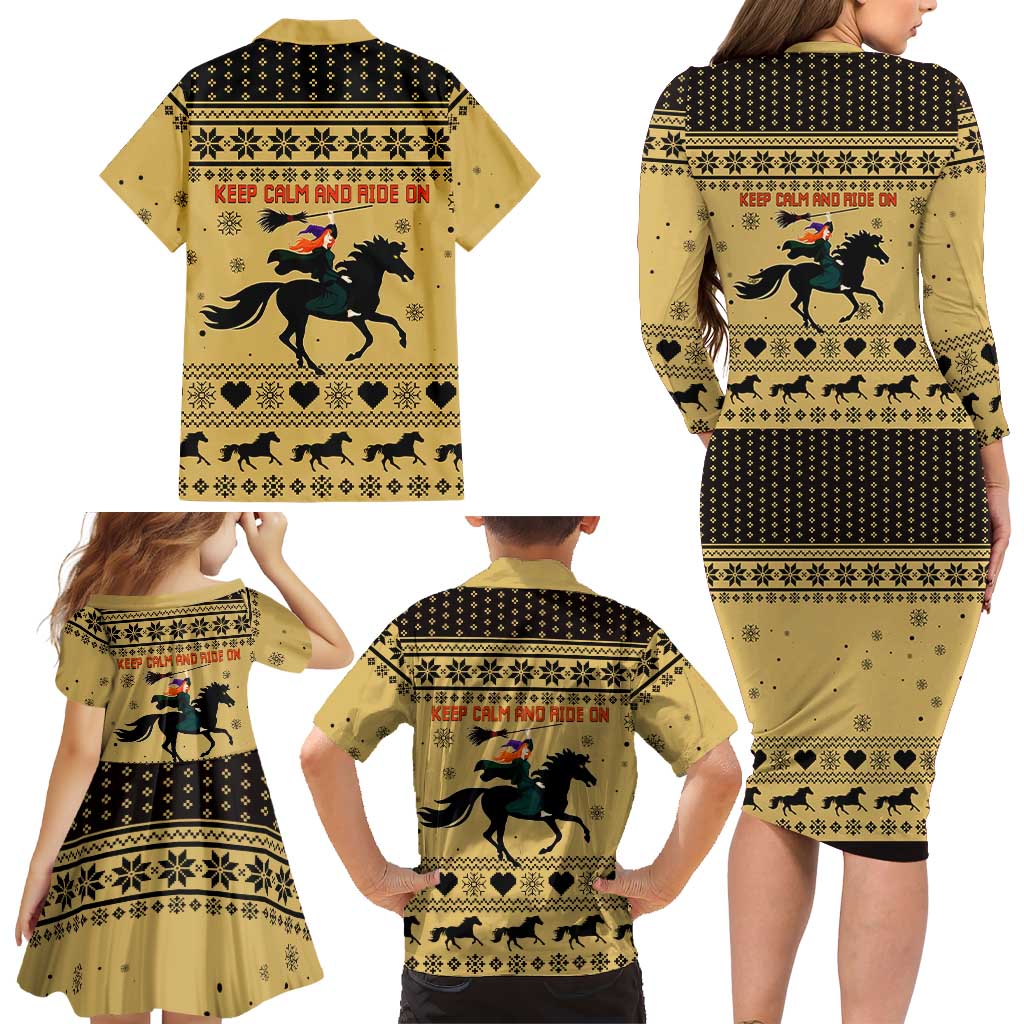 Horse Lover Christmas Christmas Family Matching Long Sleeve Bodycon Dress and Hawaiian Shirt Xmas Holiday Patterns - Wonder Print Shop