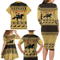 Horse Lover Christmas Christmas Family Matching Long Sleeve Bodycon Dress and Hawaiian Shirt Xmas Holiday Patterns - Wonder Print Shop