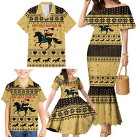 Horse Lover Christmas Christmas Family Matching Mermaid Dress and Hawaiian Shirt Xmas Holiday Patterns - Wonder Print Shop