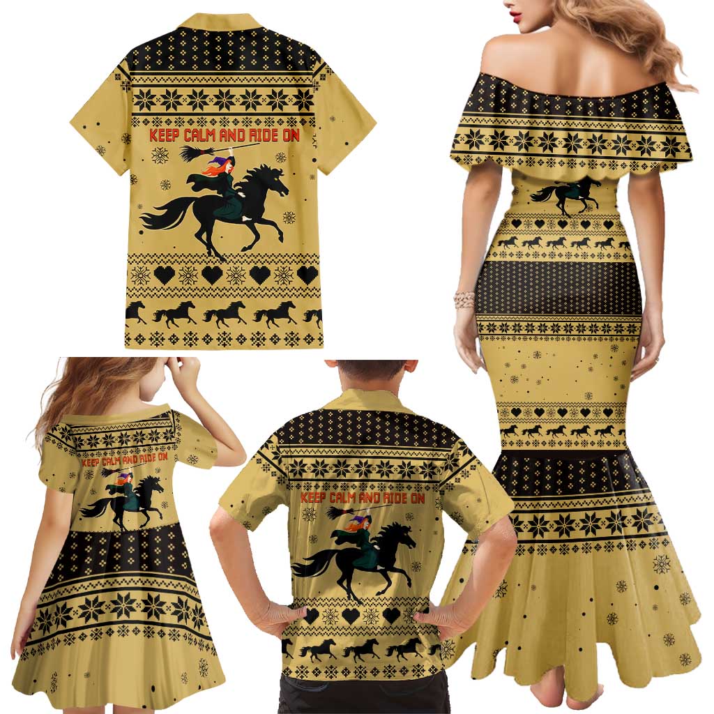 Horse Lover Christmas Christmas Family Matching Mermaid Dress and Hawaiian Shirt Xmas Holiday Patterns - Wonder Print Shop