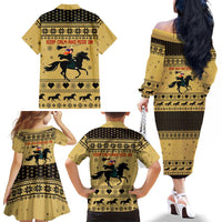Horse Lover Christmas Christmas Family Matching Off The Shoulder Long Sleeve Dress and Hawaiian Shirt Xmas Holiday Patterns - Wonder Print Shop