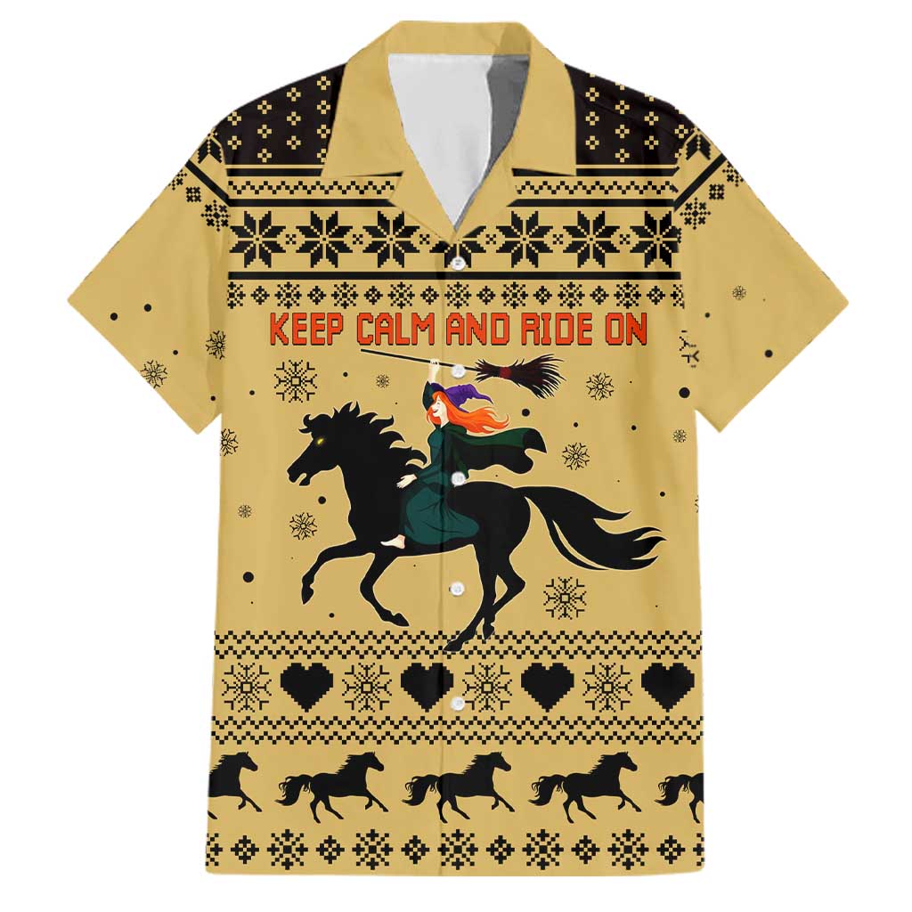 Horse Lover Christmas Christmas Family Matching Off The Shoulder Long Sleeve Dress and Hawaiian Shirt Xmas Holiday Patterns - Wonder Print Shop