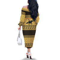 Horse Lover Christmas Christmas Family Matching Off The Shoulder Long Sleeve Dress and Hawaiian Shirt Xmas Holiday Patterns - Wonder Print Shop