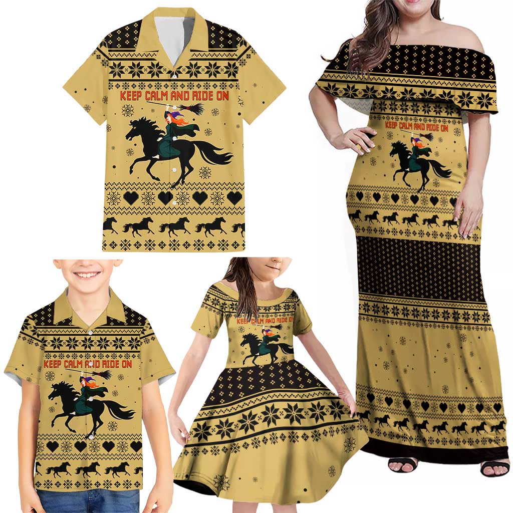 Horse Lover Christmas Christmas Family Matching Off Shoulder Maxi Dress and Hawaiian Shirt Xmas Holiday Patterns - Wonder Print Shop