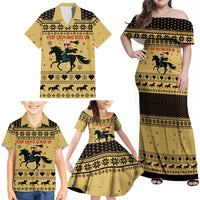 Horse Lover Christmas Christmas Family Matching Off Shoulder Maxi Dress and Hawaiian Shirt Xmas Holiday Patterns - Wonder Print Shop