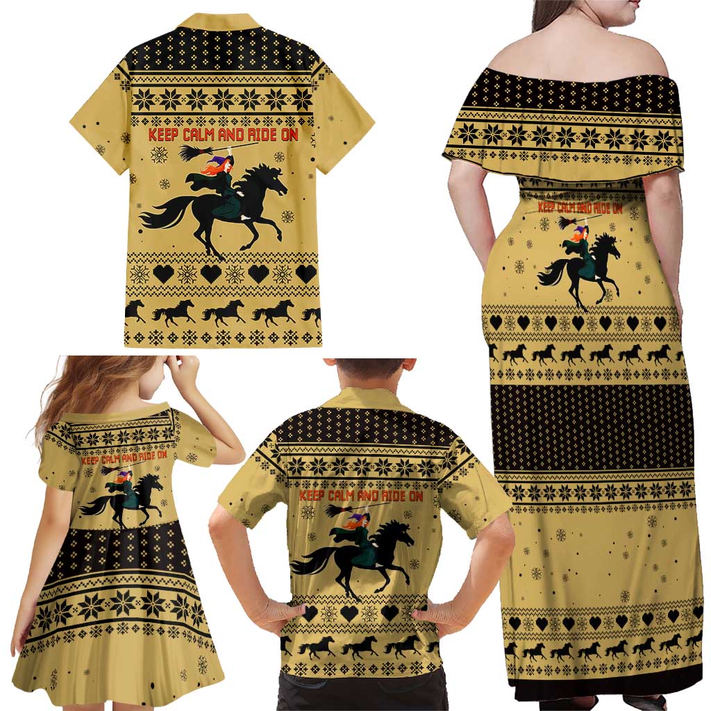Horse Lover Christmas Christmas Family Matching Off Shoulder Maxi Dress and Hawaiian Shirt Xmas Holiday Patterns - Wonder Print Shop