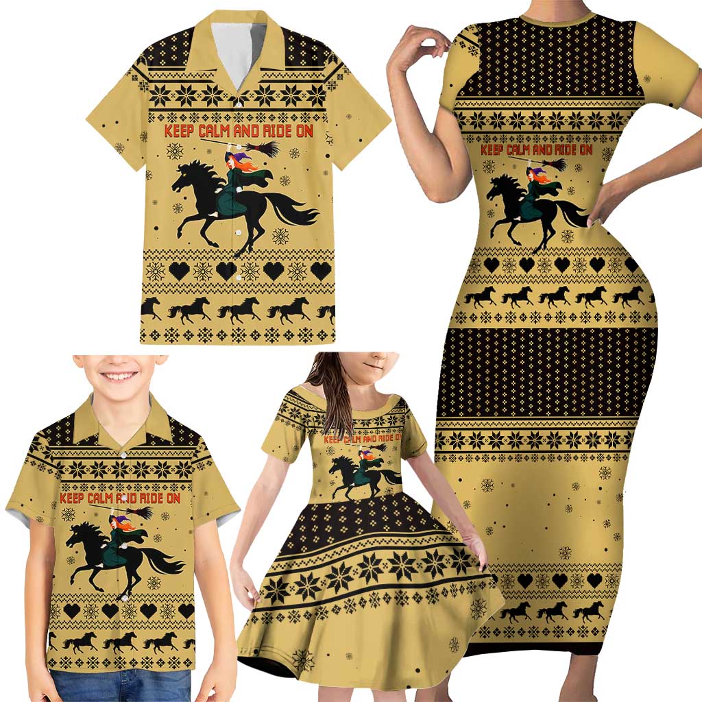 Horse Lover Christmas Christmas Family Matching Short Sleeve Bodycon Dress and Hawaiian Shirt Xmas Holiday Patterns - Wonder Print Shop