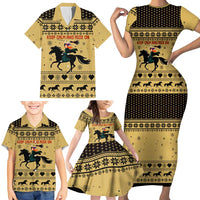 Horse Lover Christmas Christmas Family Matching Short Sleeve Bodycon Dress and Hawaiian Shirt Xmas Holiday Patterns - Wonder Print Shop