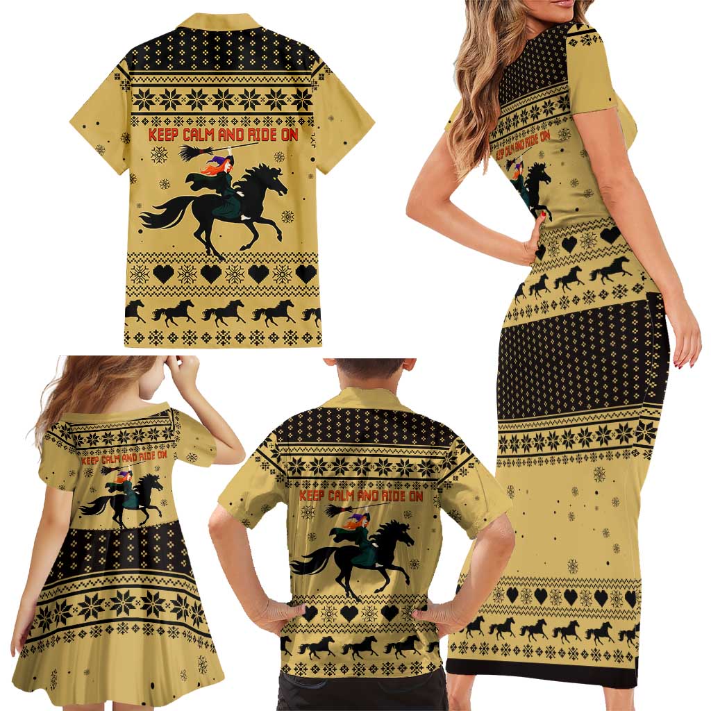 Horse Lover Christmas Christmas Family Matching Short Sleeve Bodycon Dress and Hawaiian Shirt Xmas Holiday Patterns - Wonder Print Shop