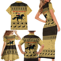 Horse Lover Christmas Christmas Family Matching Short Sleeve Bodycon Dress and Hawaiian Shirt Xmas Holiday Patterns - Wonder Print Shop